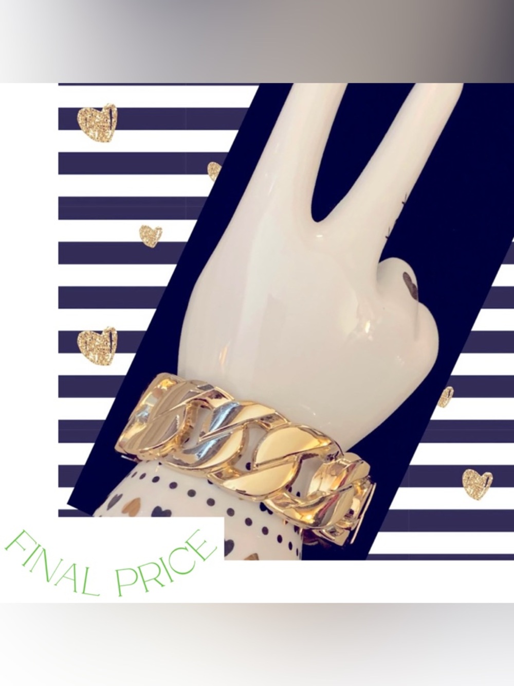 ✅ FINAL PRICE NWT Goldtone Chain Link Hinged Bangle Bracelet